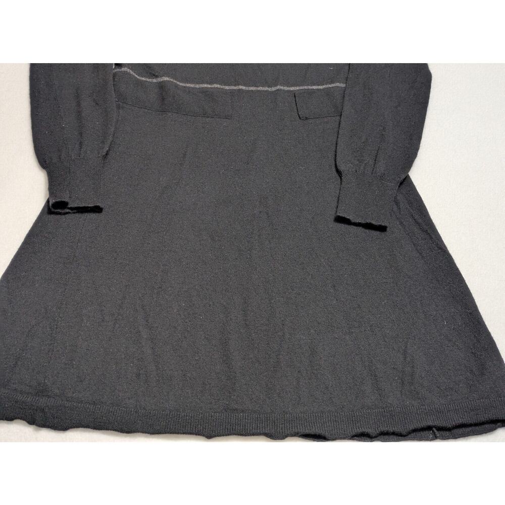 Theory Dress Wool Striped Black Gray Striped‎ Stretch Medium Mini Long Sleeve - Picture 5 of 8